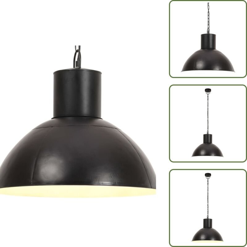 The Living Store Hängelampe 25 W Schwarz Rund 48 cm E27 - Industriestil