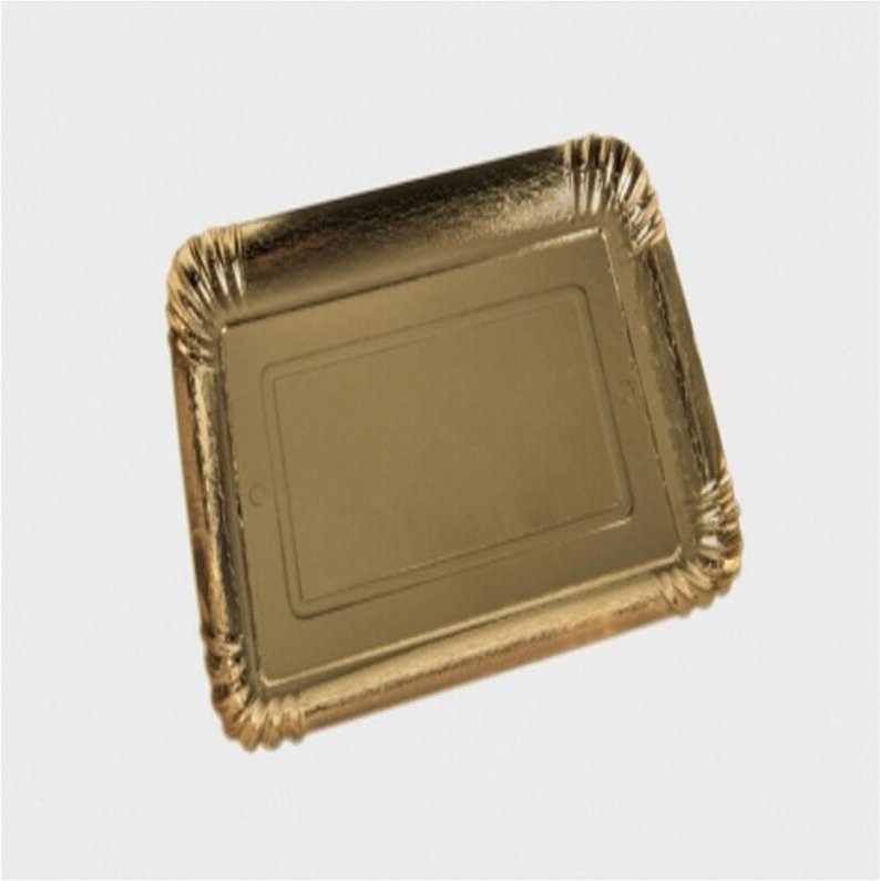 Trade Shop Traesio - Trade Shop - 5 Kuchenbleche 24x19 cm 1,4 mm Gold rechteckig golden Karton -