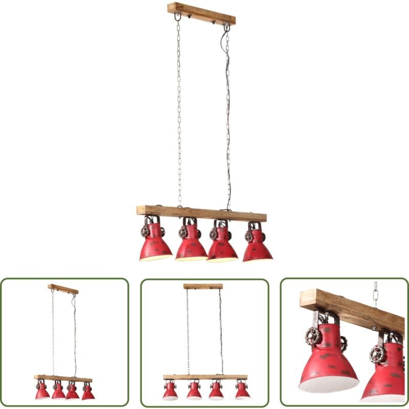 Deckenleuchte 25 w Rot 90x24x111 cm E27 - Industriel Stil - Deckenleuchte - Wohnraum Dekoration - Vintage Lampe - Mangoh...