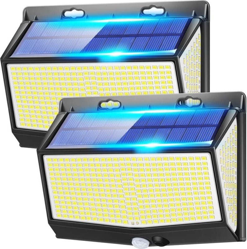 Thumbnail - 2 Stück Solar-Wandleuchte für den Außenbereich, 468 LED + 2000 lm, mit Bewegungssensor, 3 Modi, IP65 wasserdicht
