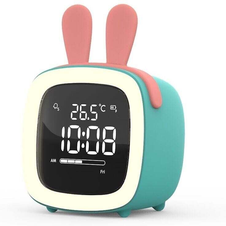 LED-Digitalwecker, intelligenter Wecker für Kinder, elektronischer LED-Wecker mit Nachtlicht und niedlichen Ohren, 12-/2...