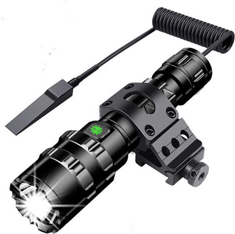 Taktische Taschenlampe 3000 Lumen Superhelle L2 LED-Taschenlampe USB Wiederaufladbar 5 Lichtmodi Picatinny-Schienenhalte...