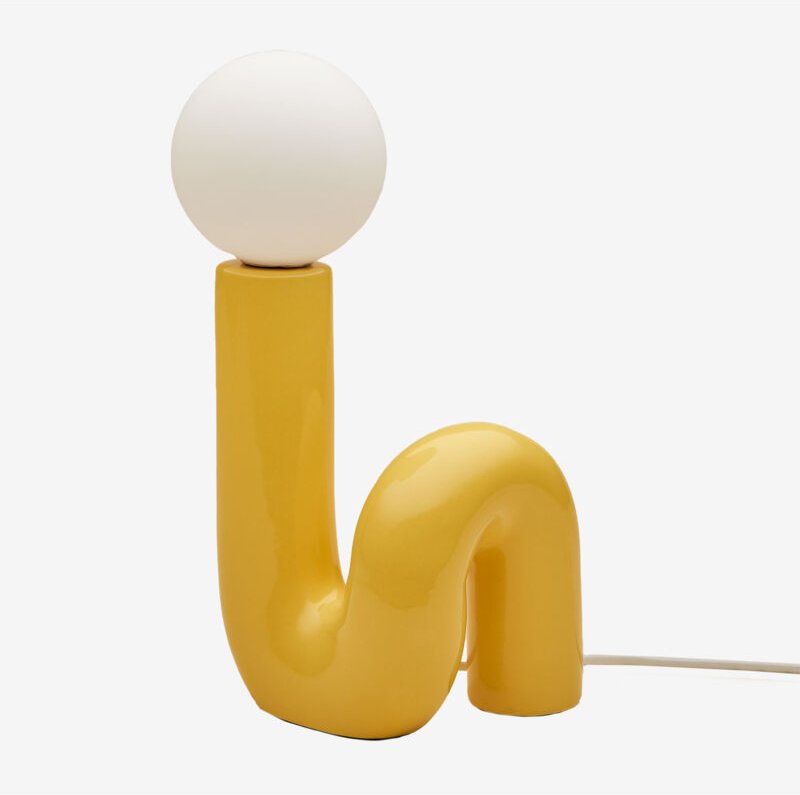 Sklum - Keramik-Tischlampe mit Vireto-Glaskugel Gelb Albero b