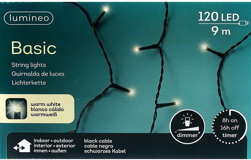 Lumineo LED Lichterkette Basic 900 cm 120 Lichter warmweiß