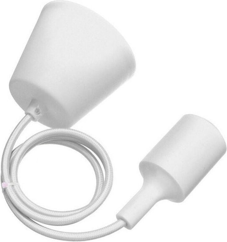 Trade Shop Traesio - Trade Shop - Deckenleuchter, Kronleuchter, modernes Stoffkabel, 1 m, Farbe - Weiß