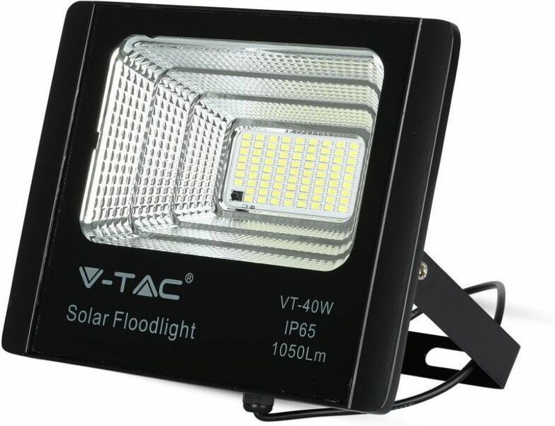 Vtac - v-tac led Flutlicht mit Fernbedienung, 16W Solarpanel, LiFePO4, Timer, 5m Kabel, Kaltweiß, Schwarz, IP65