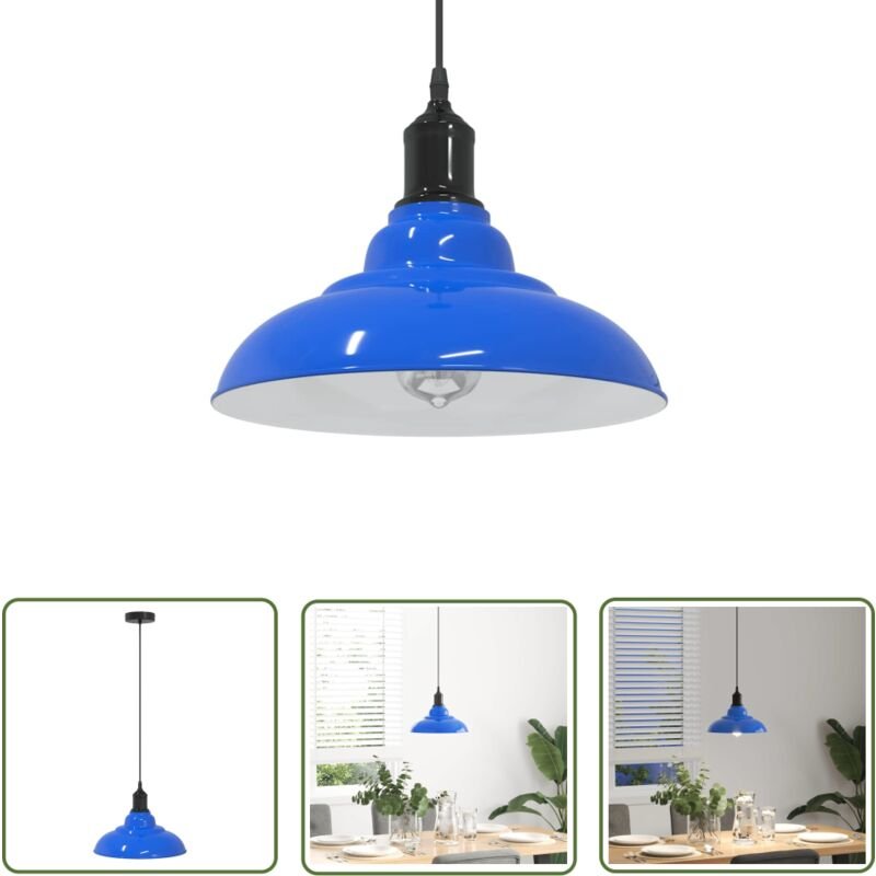 Thumbnail - VidaXL Pendelleuchte Höhenverstellbar E27 Dunkelblau Glänzend ø 31 cm