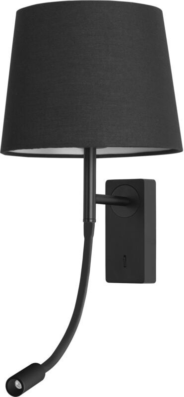 Janet Wand für Schlafzimmer E27 warm weiße led -Lesen Lesen 3000k. Schwarzer Aluminiumtextilbildschirm - Forlight