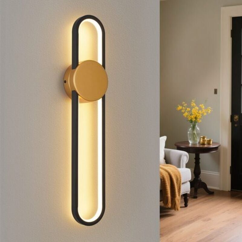 Wandlampe led Wandleuchte Innen - 12W Treppenhauslampe 60cm Gold Flurlampe Modern Design 3000K Warmweiß Minimalistische ...