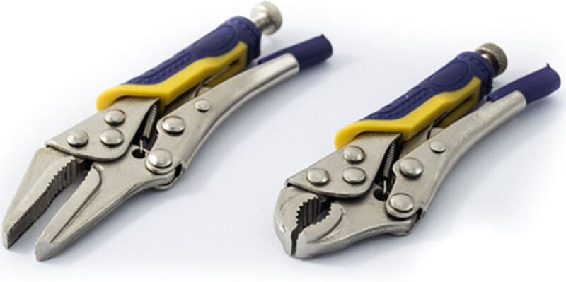 Trade Shop Traesio - Trade Shop - kit 2 mini-zangen gripzange gebogene spitze lang selbstsichernd schnappklemme -