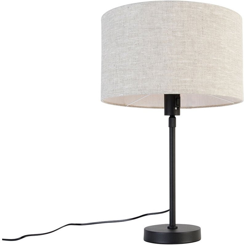 Tischleuchte schwarz verstellbar mit Schirm hellgrau 35 cm - Parte