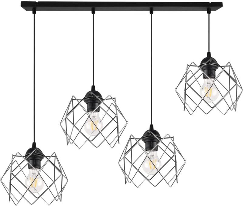 Stella Hängelampe 4 Flach Chrom Lampenschirm E27