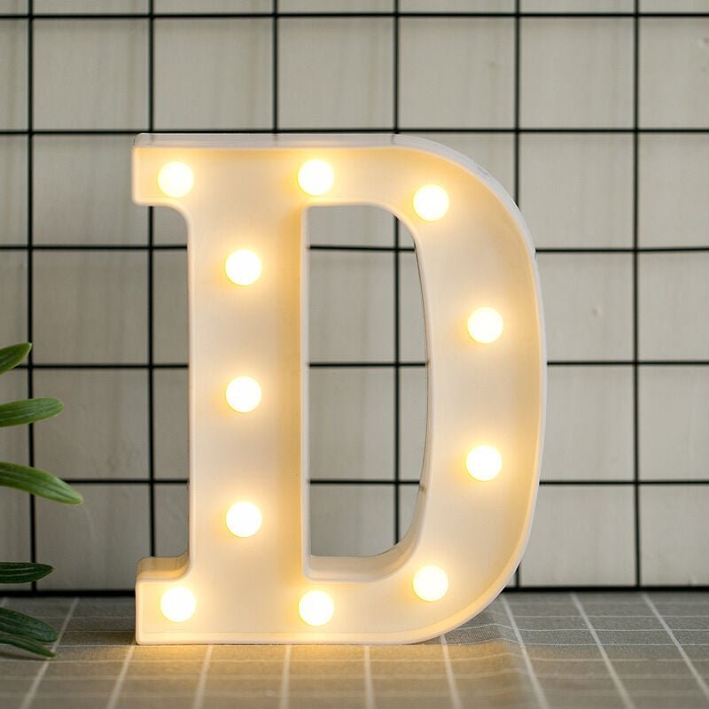 LED-Alphabet-Buchstaben mit warmweißem Licht für Heimdekoration, Party, Bar, Hochzeit oder Festival (d), aafgvc