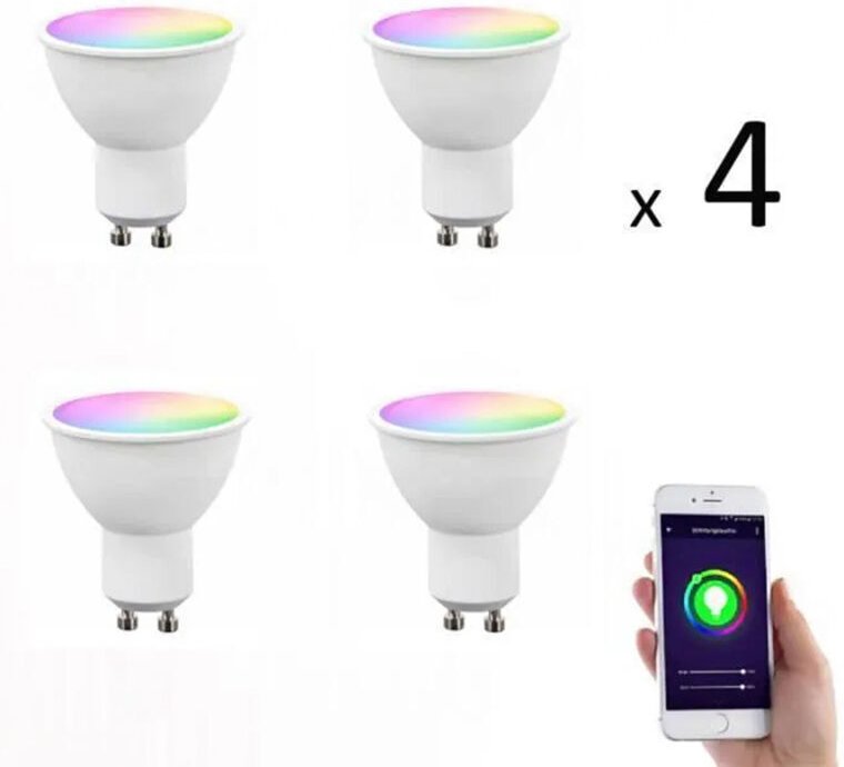 (4er-Pack) GU10 LED-Smart-Glühbirne mit WLAN – RGB – 4,8 W – 380 lm