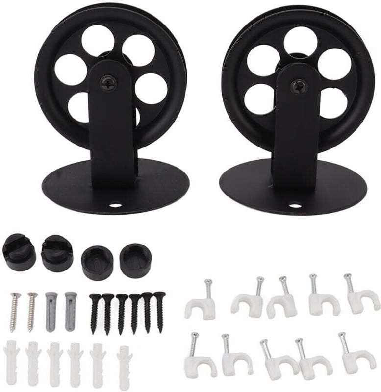 Poulies Industrielles Noires 2 Pièces Pour Lampe Suspendue Montage Mural Ou Plafond Vintage