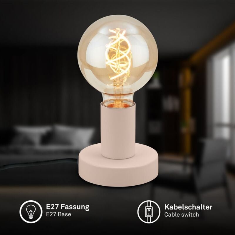 B.k.licht - Tischlampe Tischleuchte Wohnzimmer Schlafzimmer Kabelschalter Flur Retro