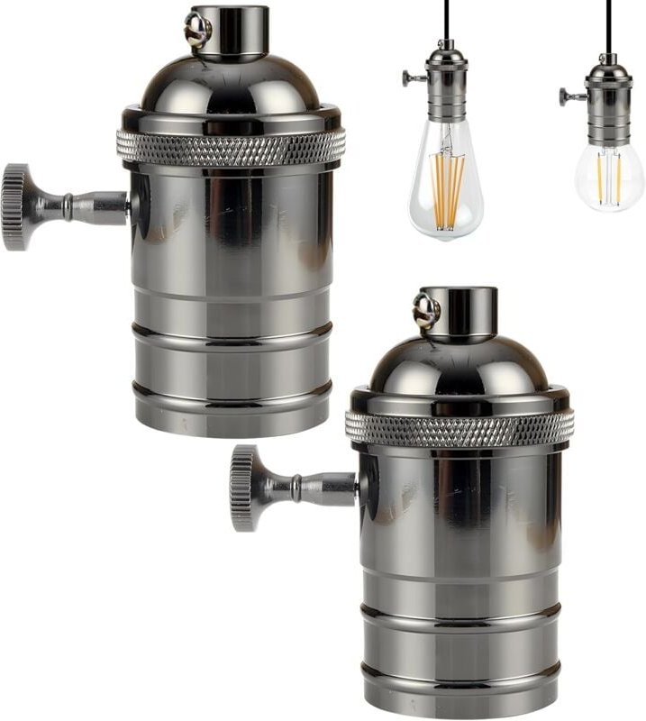 Thumbnail - Stück Vintage Lampenfassung, Edison Vintage Fassung E27 Lampenadapter mit Schalter Retro Vintage Kronleuchter Kabellos S...