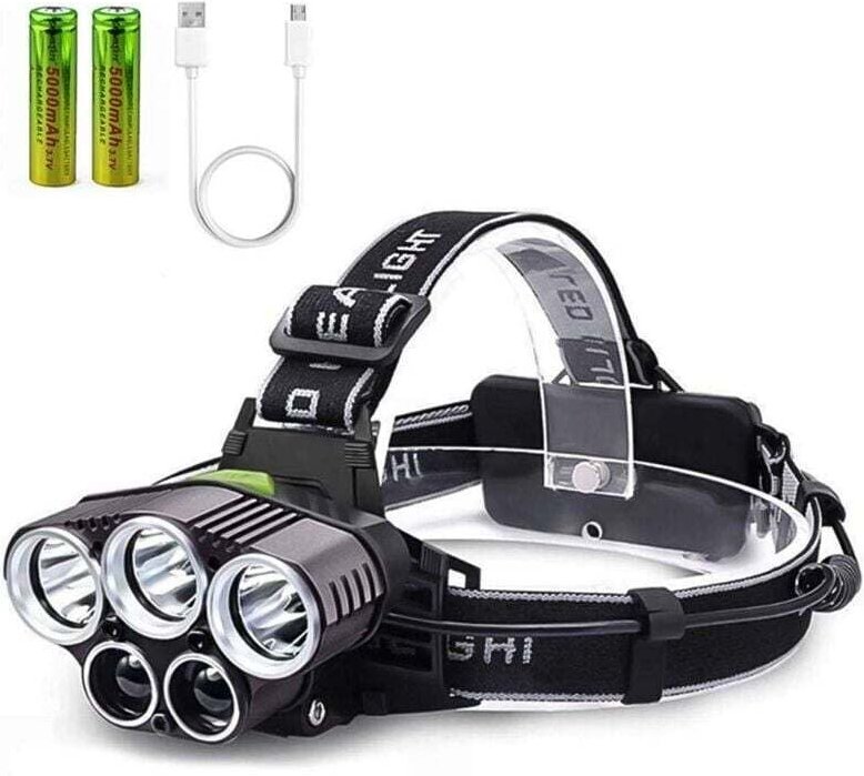 USB-wiederaufladbare Stirnlampe, tyc 6-Modi-Stirnlampe mit 2 Akkus mit großer Kapazität, wasserdichte Stirnlampe für Cam...