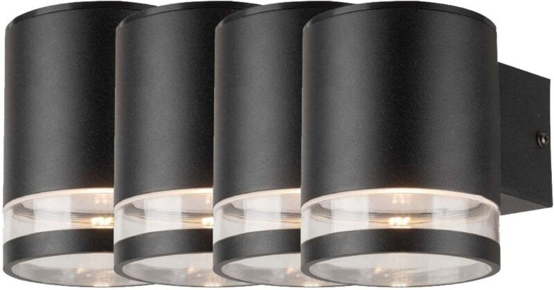 V-TAC Solar-Wandleuchte - IP54 - Schwarz - 70 Lumen - 3000K - 4er-Pack