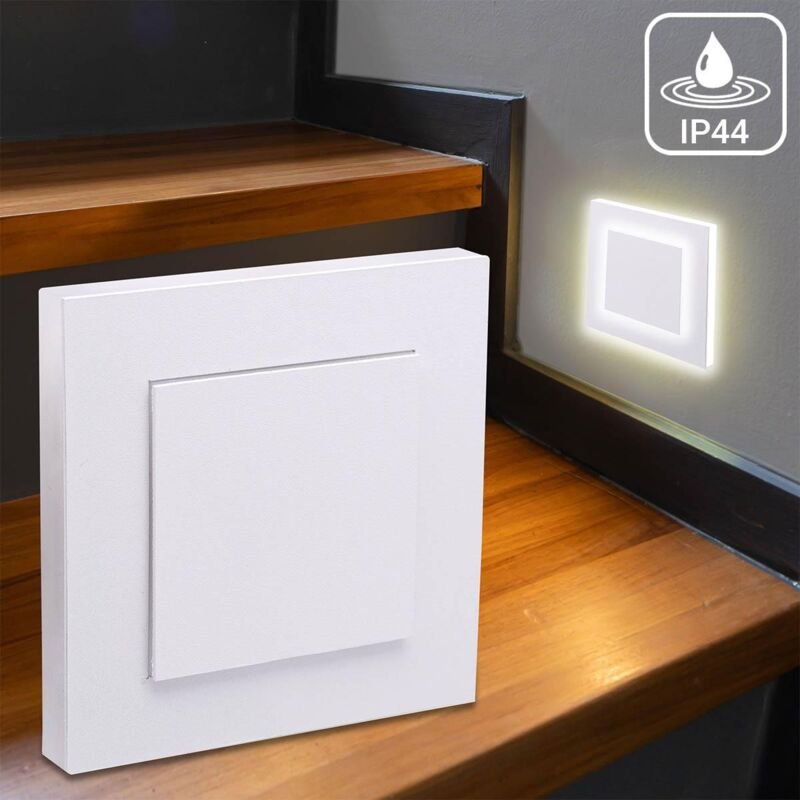 LED Treppenleuchte IP44 eckig weiß - Lichtfarbe: CCT 1,5W - Lichtaustritt: Doppio