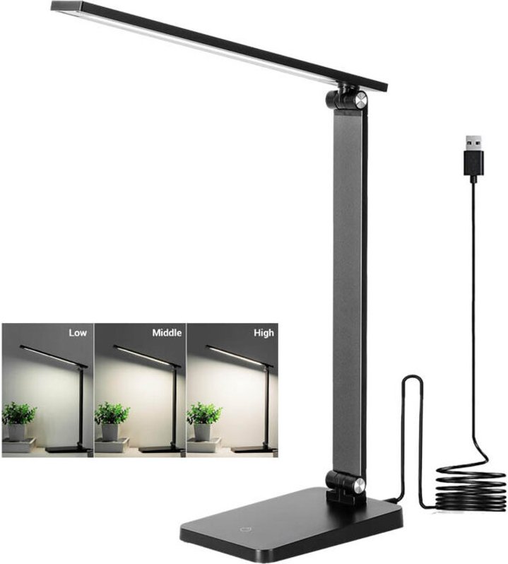 Wiederaufladbare LED-Schreibtischlampe mit Touch-Bedienung, dimmbar, für Zuhause, Büro und Schlafzimmer, Akkuversion
