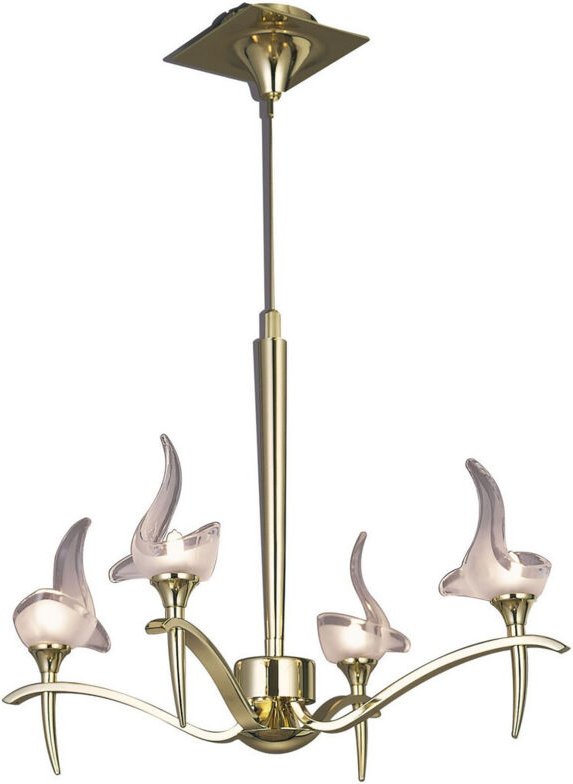 Viena Teleskop-Pendelleuchte, rund, 4-flammig, G9, poliertes Messing