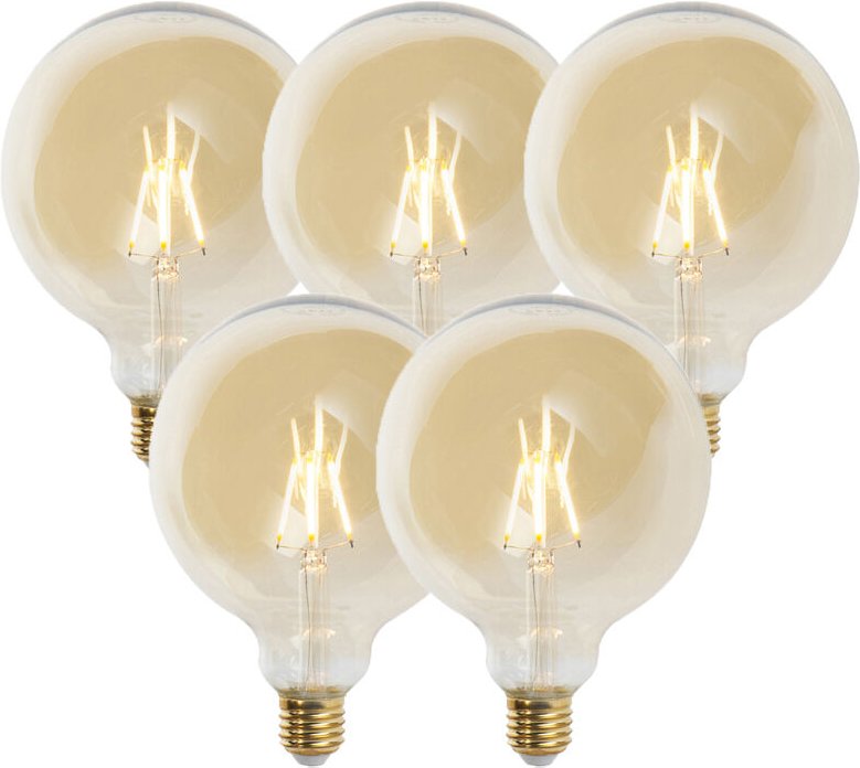 Luedd - Set mit 5 E27 dimmbaren LED-Lampen G125 Gold 5W 450 lm 2200K