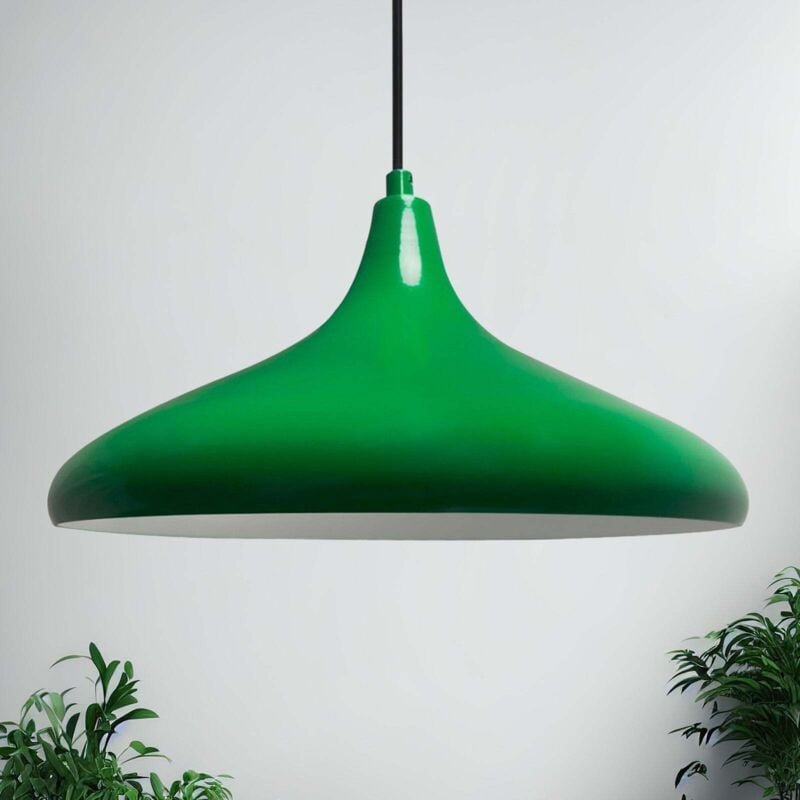 Champion Industrielle Pendelleuchte aus Grün handbemaltem Metall – Vintage Kronleuchter E27 Ø35 cm für Wohnzimmer, Schla...