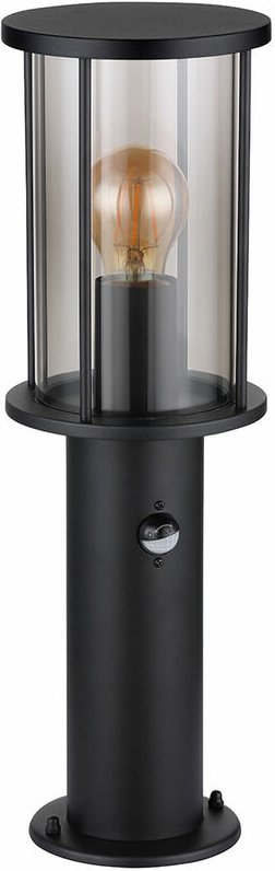 Stehleuchte Wegleuchte Gartenlampe Außenleuchte mit Bewegungsmelder, Edelstahl Glas rauch, E27, h 45 cm