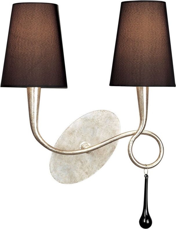 Inspired Mantra Fusion Paola Paola Wandleuchte, 2-flammig, E14, silberfarben lackiert mit schwarzen Schirmen und schwarz...