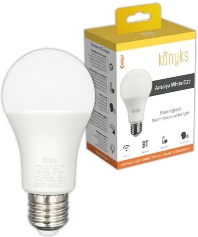 Konyks Antalya White E27 Connect E Birne - Led Wifi + Bluetooth, 780 Lumen, 9 W, Einstellbares Weiss, Kompatibel Mit Ale...