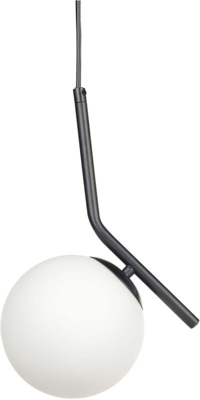 Hängelampe Schwarz / Weiß aus Metall u. Glas Kugelform Modernes Design Hängeleuchte für Wohnzimmer Esszimmer Schlafzimme...