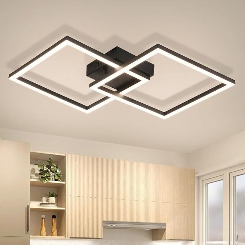 GBLY LED Deckenleuchte 24W Schwarz 4000K Neutralweiß Drehbar Modern Eckig Für Schlafzimmer Wohnzimmer Küche Flur Büro