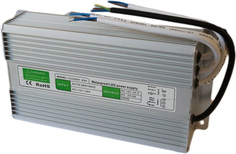 Trade Shop - NETZTEILTRANSFORMATOR WASSERDICHT 12V IP67 LED STRIP SCHALTER -