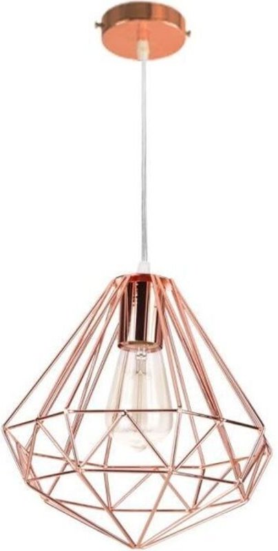 Pendelleuchte 26CM Retro Diamant Hängelampe E27 Lampe aus Eisen Käfig Hängeleuchte für Schlafzimmer Esstisch Küche Cafét...