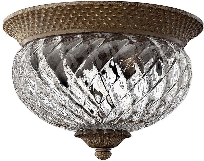 Elstead - Plantation - 2 Light Small Semi Flush Deckenleuchte Pearl Bronze, E27