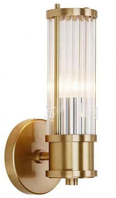 Wandleuchte aus Messing, goldene Kristall-Wandleuchte, Kristallglas-Wandleuchte mit goldenem Sockel, geeignet für Wohnzi...