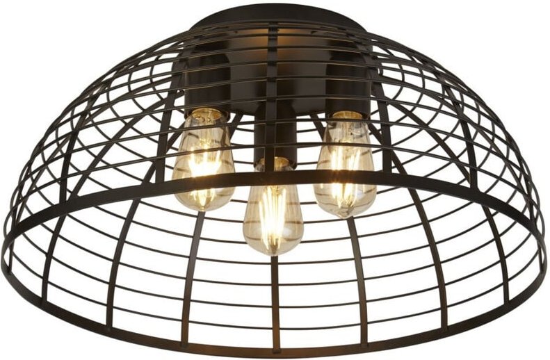 Searchlight - Vision Cage 3 Light Flush Mattschwarzes Metall