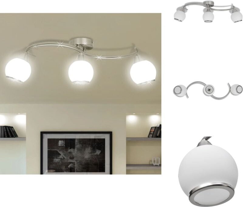 Vidaxl - Deckenleuchten - Deckenleuchte mit Glasschirme auf geschwungener Schiene 3 × E14 Lampen - Weiß