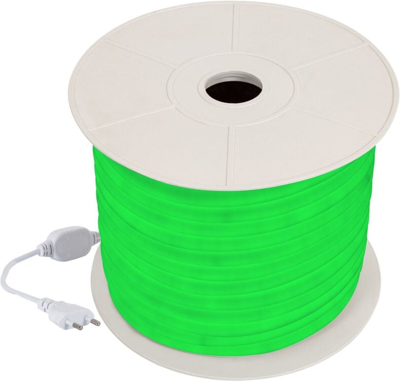 LED-Streifenrolle Neon Dimmbar 220V 50m Grün Rund 360° 9W/m Schnitt 100cm IP67 Grün