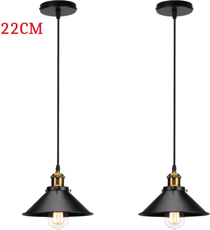 Pendelleuchte im Retro-Look, Antik Kronleuchter mit Ø22cm Metall Lampenschirm, Vintage Hängelampe E27 Fassung Loft Edsio...