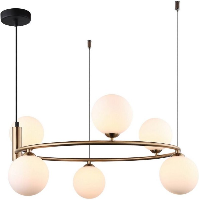 Amily - Moderner hängender Anhänger Golden 6 Light mit weißem Farbton, G9 - Italux