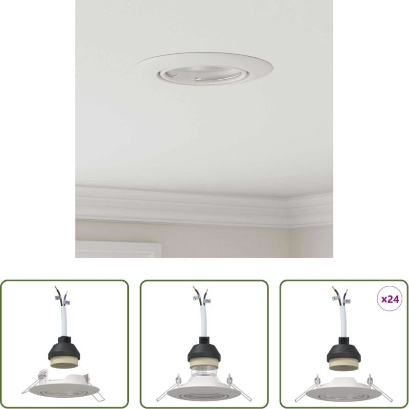 vidaXL Spotlight 24 pcs Weiß 9 x 9 x 2,5 cm Metall