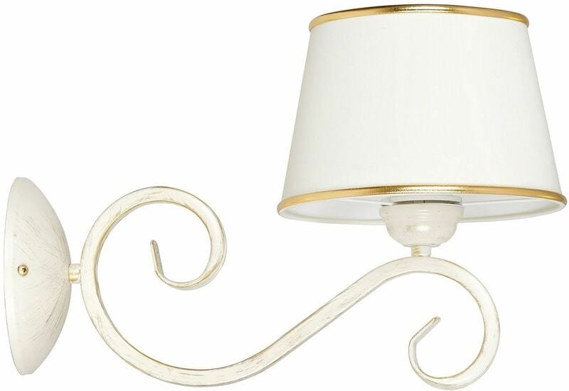 Wandlampe Weiß Stoff Metall E27 Shabby Chic Wandleuchte