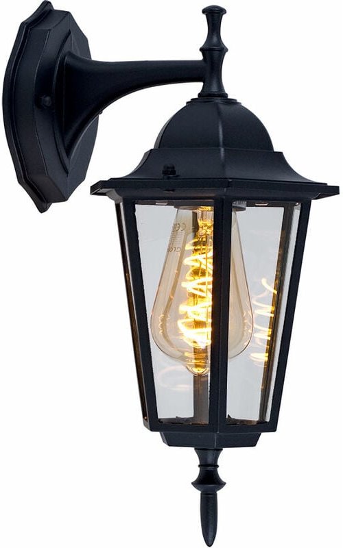 Thumbnail - Wandleuchte Aussen Laterne Wandlaterne Hoflampe schwarz Fassadenleuchte Außenlampe, Glas klar, 1x E27, TxBxH 20,8x17x36 ...