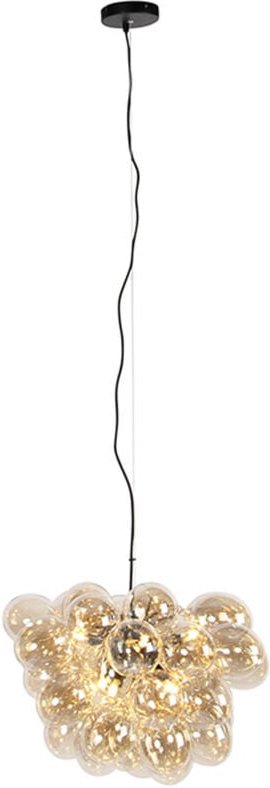 Smart Pendelleuchte schwarz mit Bernsteinglas inkl. 8 WiFi G9 - Uvas