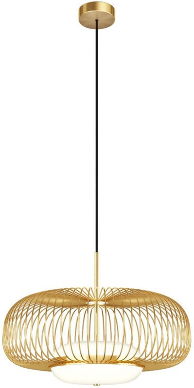 Maytoni Levitation Moderne Hänge-Deckenleuchte mit Drahtrahmen, Messing, 3000 K, 500 lm, weißer Schirm