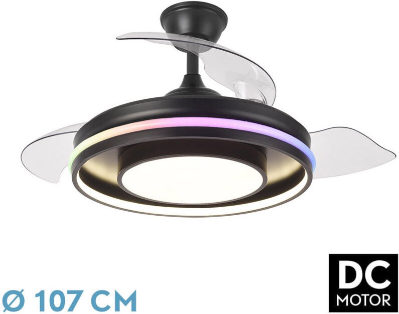 DC "Pitufo" dimmbarer Deckenventilator mit Fernbedienung (57W 3CCT+RGB 3990lm) schwarz