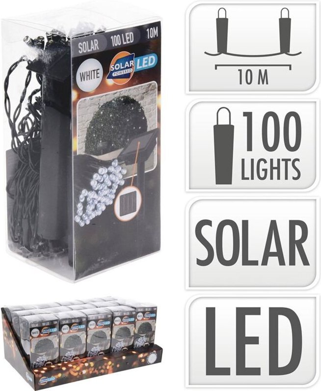 Weiße LED-Girlande IP44 Solar 10m BASICS
