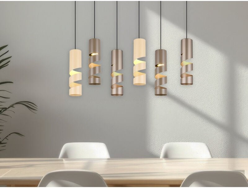 Trio - Moderne Pendelleuchte stream 6-flammig aus Metall in Coffee Tönen, b: 100cm